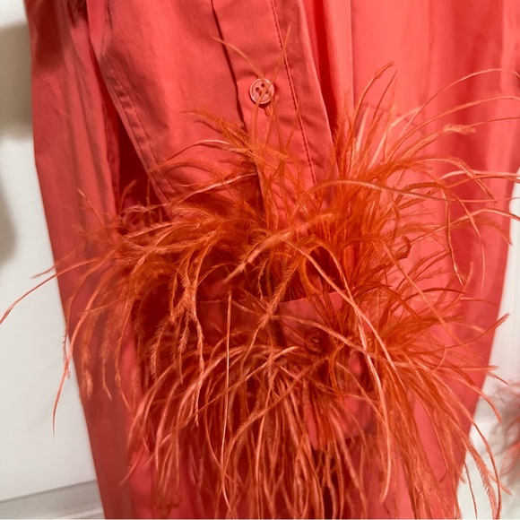 J. Crew Collection Feather-Trim Poplin Button Down Shirt in Coral Women’s Size 4 - Picture 7 of 11
